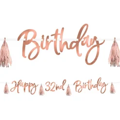 Add-An-Age Metallic Blush Happy Birthday Tassel Banner Kit, 9ft