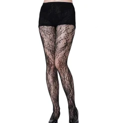 Adult Black Baroque Lace Pantyhose