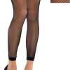 Adult Black Fishnet Footless Pantyhose