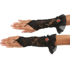 Adult Black Princess Lace Glovelettes