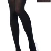 Adult Black Thigh-High Stockings with White Bows