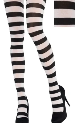 Adult Black & White Striped Tights