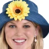 Adult Chambray Sunflower Blossom Bucket Hat - 90s