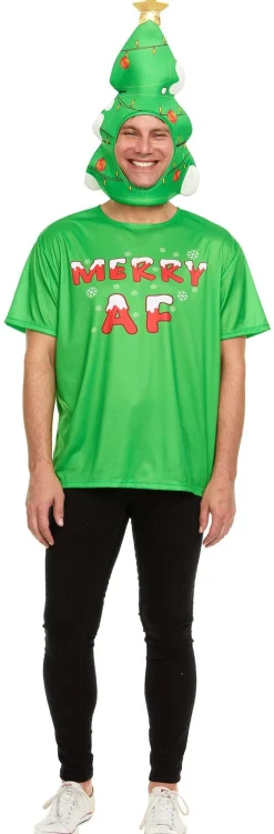 Adult Christmas Tree T-shirt & Mask Costume Accessory Kit