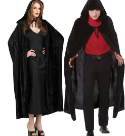 Adult Crushed Velvet Hooded Cloak Deluxe