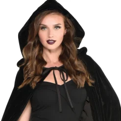Adult Crushed Velvet Hooded Cloak Deluxe