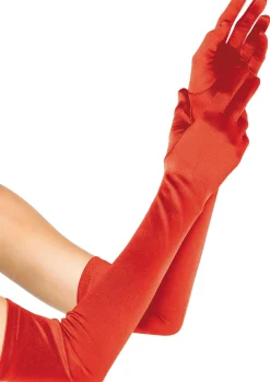 Adult Extra Long Red Satin Gloves