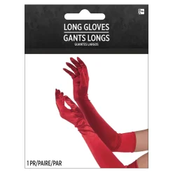 Adult Extra Long Red Satin Gloves