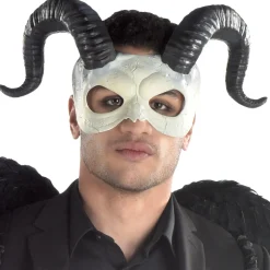 Adult Horned Ram Skull Plastic Half Mask