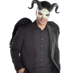 Adult Horned Ram Skull Plastic Half Mask