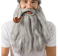 Adult 14-inch Gray Mustache and Beard