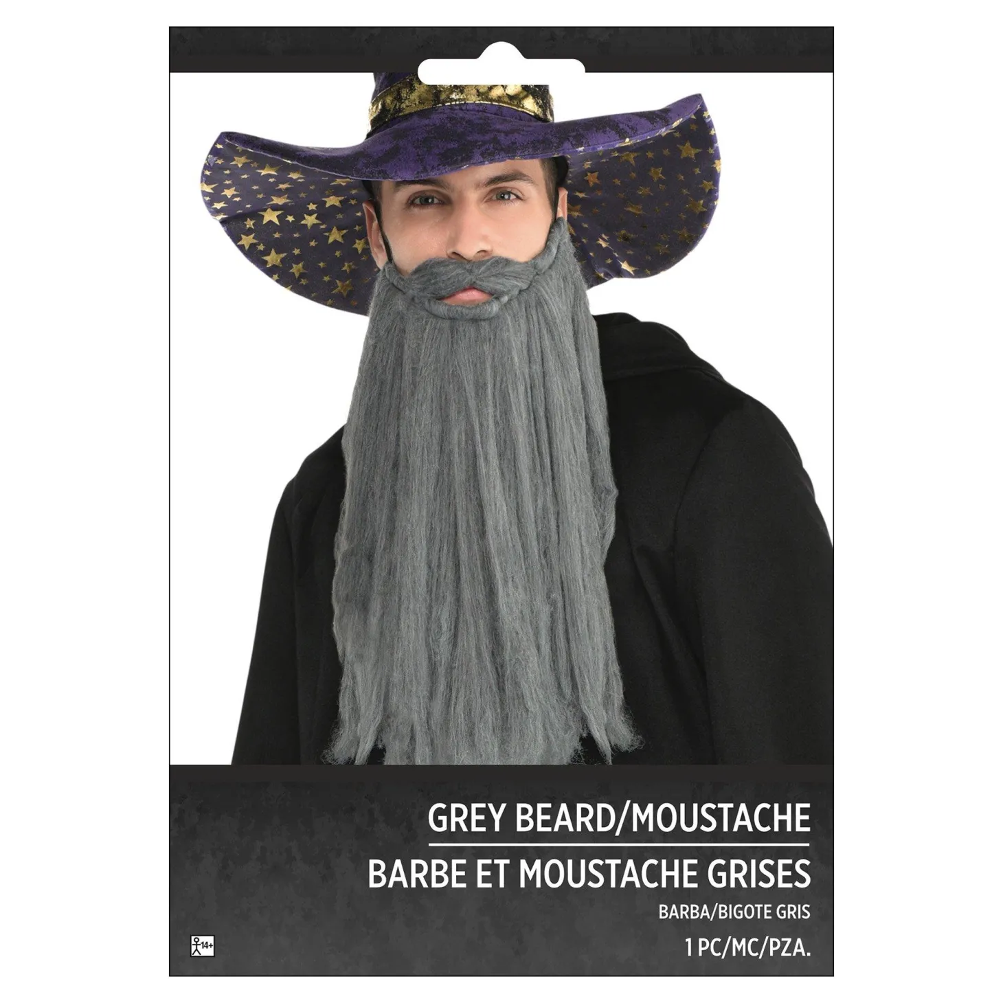 Adult 14-inch Gray Mustache and Beard