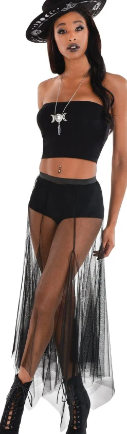Adult Long Black Sheer Skirt