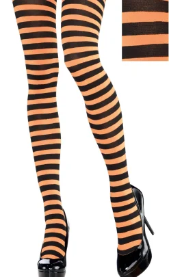 Adult Orange & Black Striped Tights