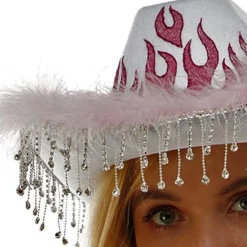 Adult Pink Flame Fabric Cowboy Hat
