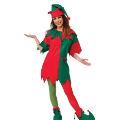 Adult Red and Green Elf Tunic and Hat