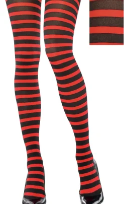 Adult Red & Black Striped Tights