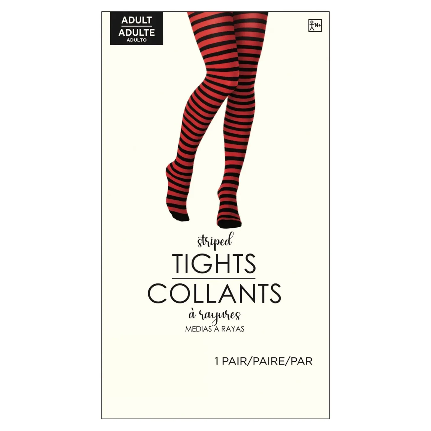 Adult Red & Black Striped Tights