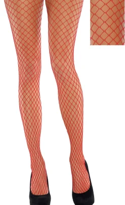 Adult Red Wide Fishnet Pantyhose