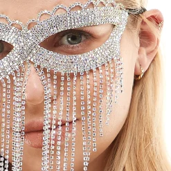 Adult Rhinestone Fringe Masquerade Mask