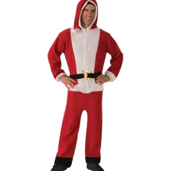 Adult Santa Claus Hooded Jumpsuit Costume