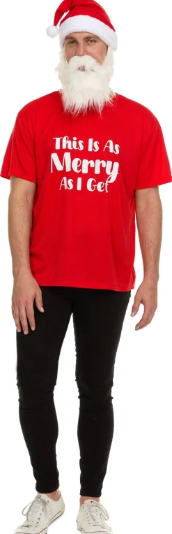 Adult Santa Claus T-shirt & Mask Costume Accessory Kit
