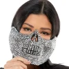 Adult Silver Rhinestone Skull Half Mask