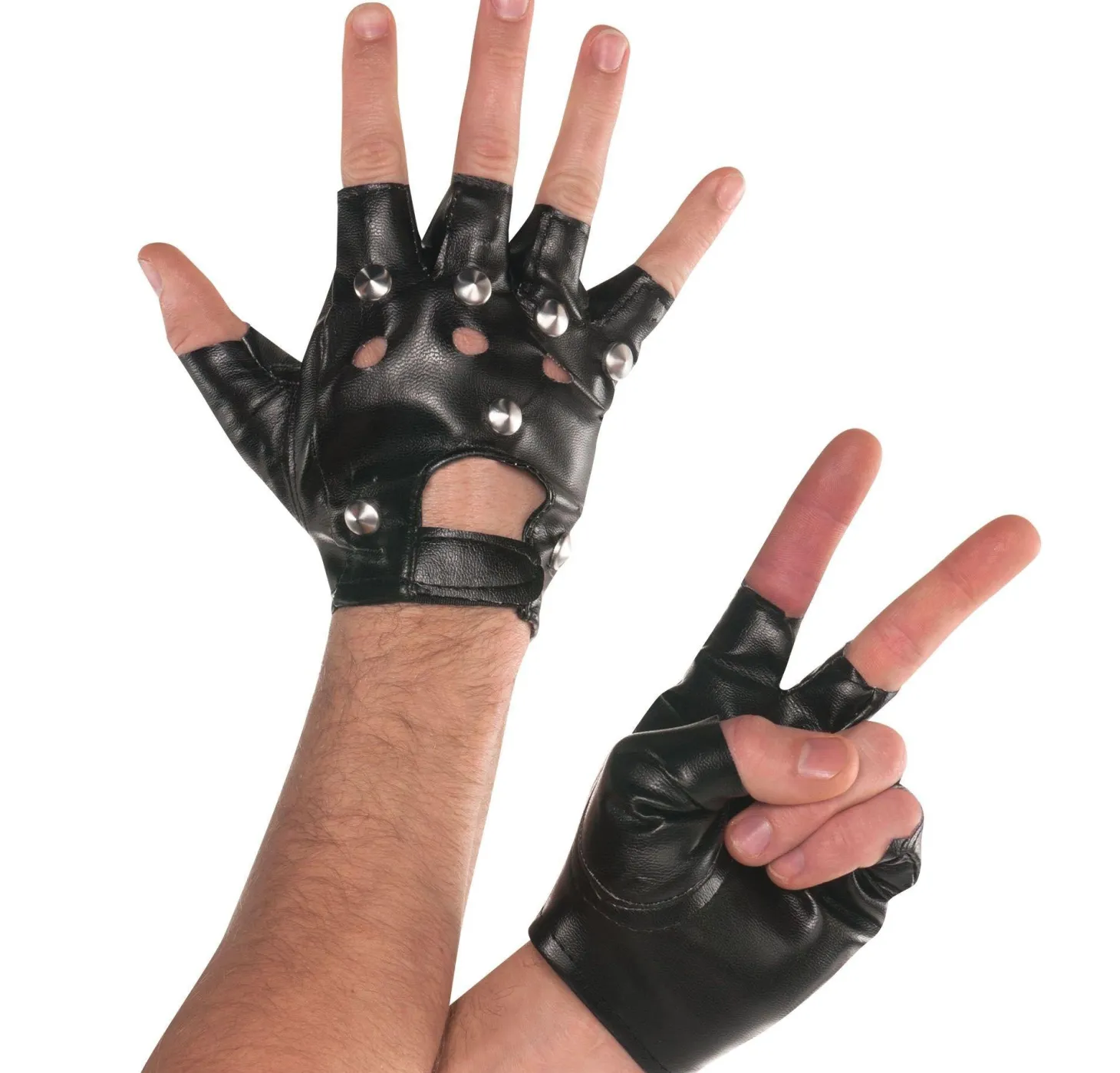 Adult Studded Fingerless Gloves