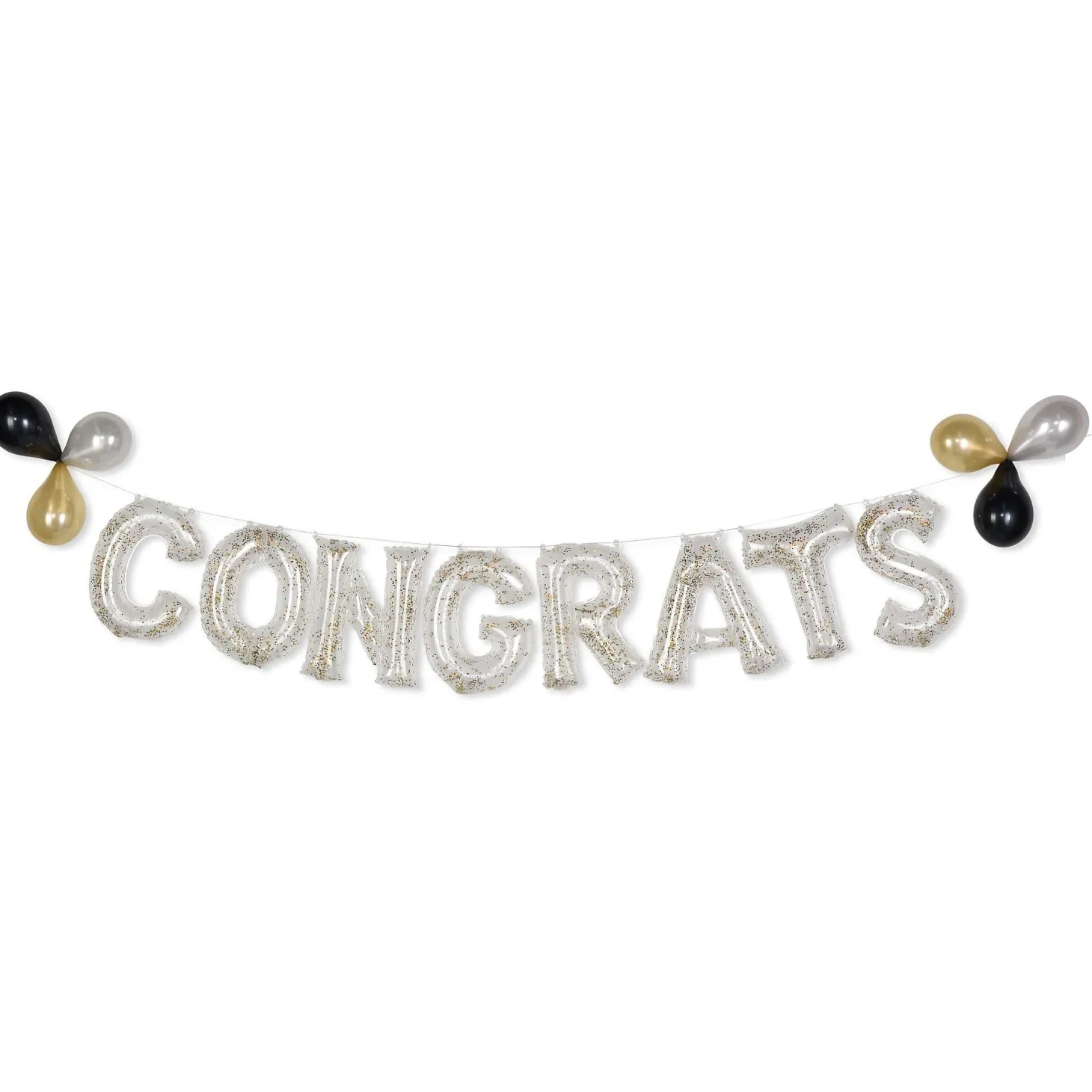 Air-Filled Congrats Gold Confetti Balloon Phrase Banner
