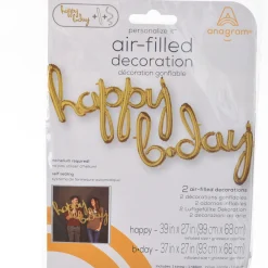 Air-Filled Happy B-Day Cursive Letter Balloon Banners, 2pc, Assorted Colors