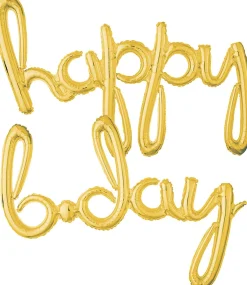 Air-Filled Happy B-Day Cursive Letter Balloon Banners, 2pc, Assorted Colors