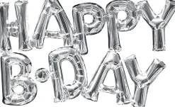 Air-Filled Happy B-Day Letter Balloon Banners, 2pc, Assorted Colors