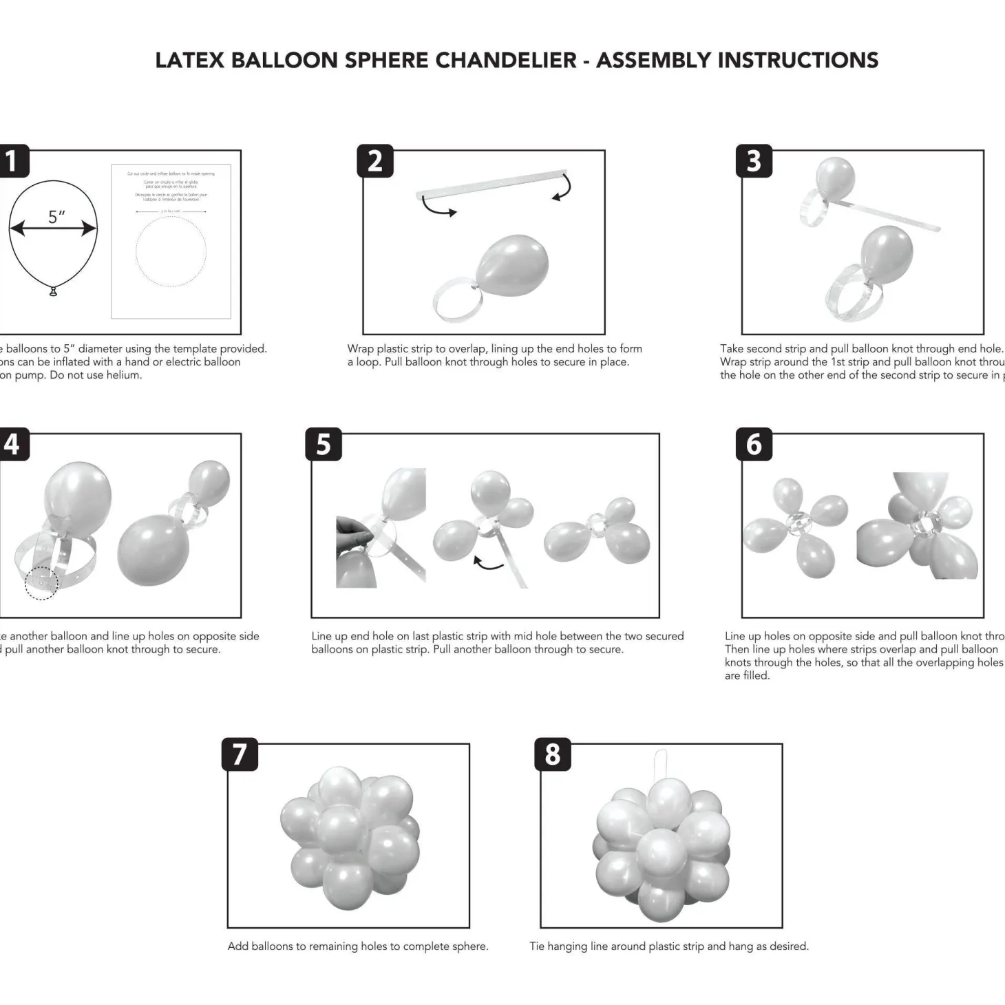 Air-Filled Latex Balloon Chandelier Sphere Kit, Assorted Colors