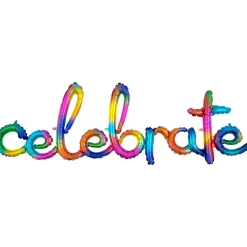 Air-Filled Rainbow Splash Celebrate Cursive Letter Balloon Banner