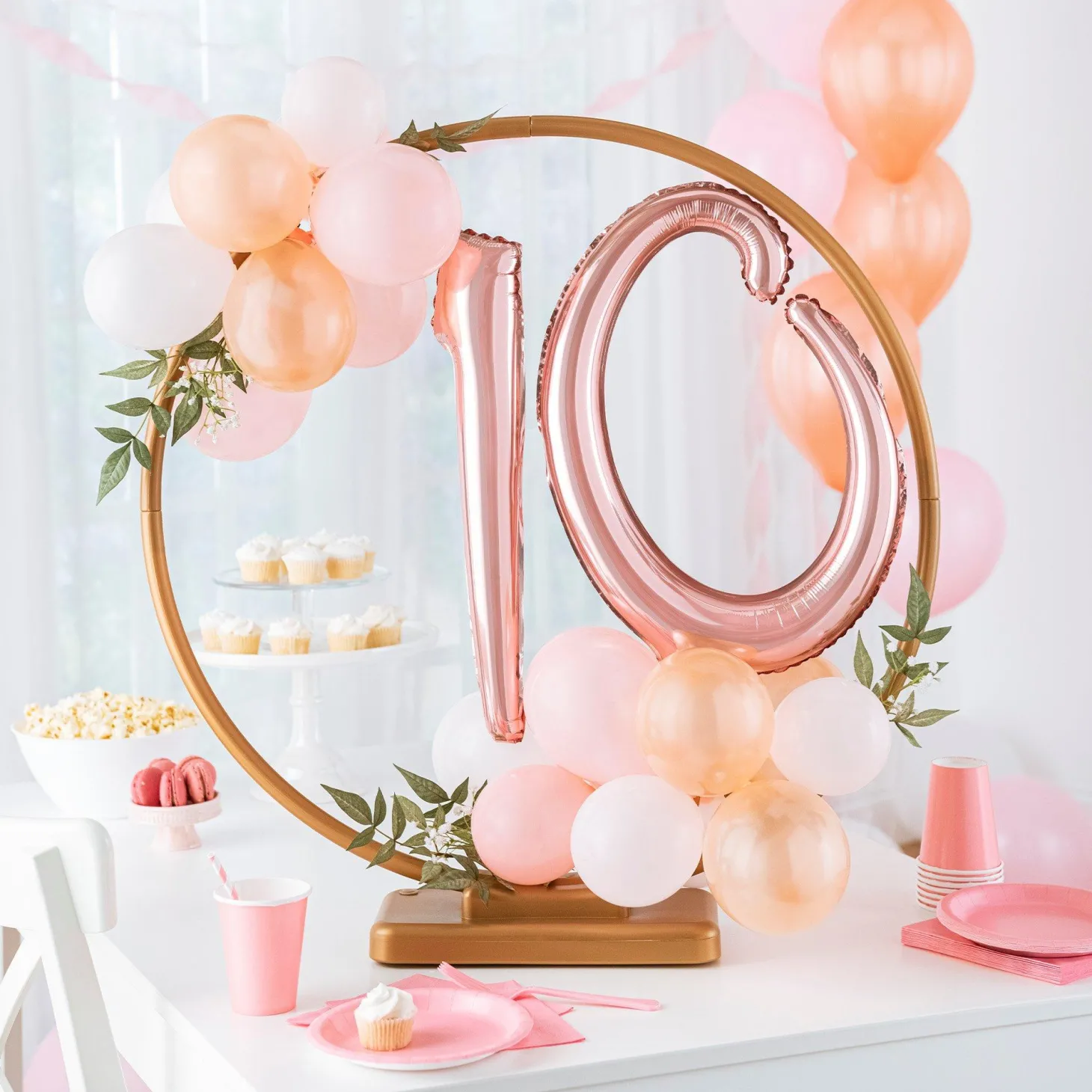 Air-Filled Rose Gold Cursive Number (0-9) Foil Balloon, 10in x 18in