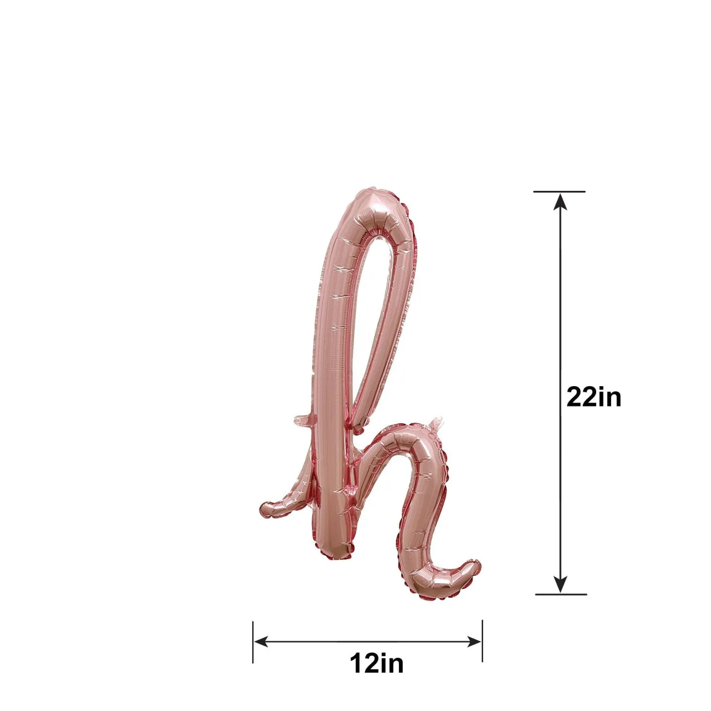 Air-Filled Rose Gold Lowercase Cursive Letter (A-Z) Foil Balloon, 10in x 8in