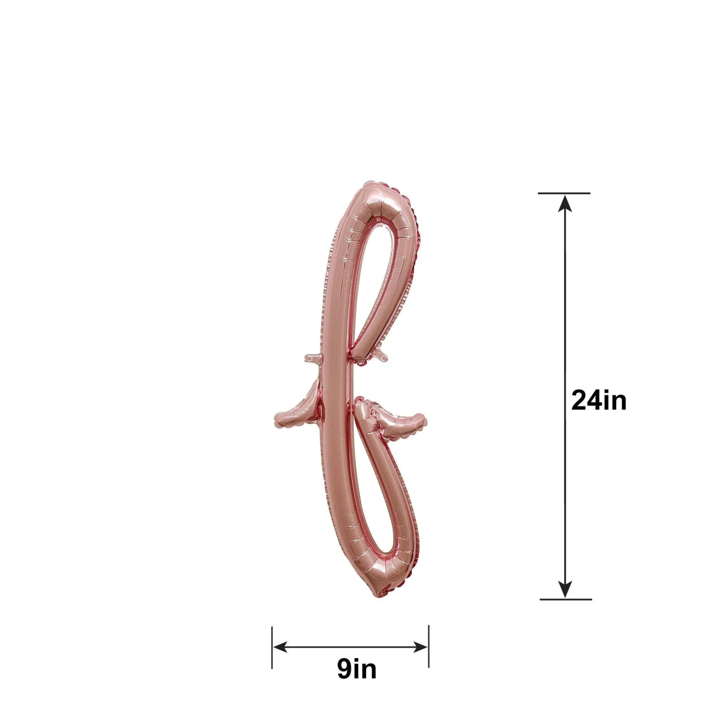 Air-Filled Rose Gold Lowercase Cursive Letter (A-Z) Foil Balloon, 10in x 8in