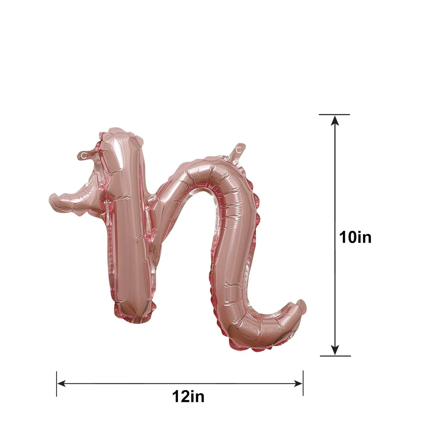 Air-Filled Rose Gold Lowercase Cursive Letter (A-Z) Foil Balloon, 10in x 8in