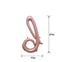 Air-Filled Rose Gold Lowercase Cursive Letter (A-Z) Foil Balloon, 10in x 8in