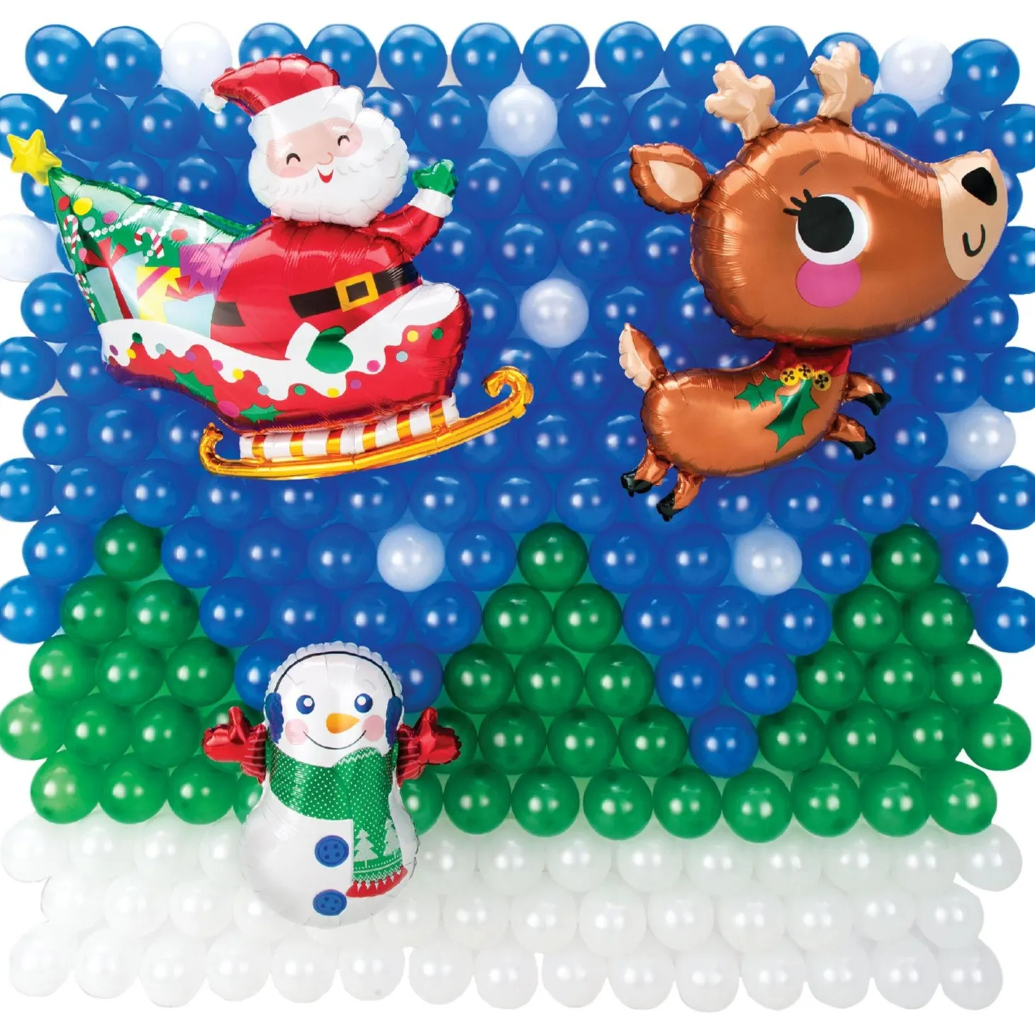 Air-Filled Santa Christmas Foil & Latex Balloon Backdrop Kit, 6.25ft x 5.9ft