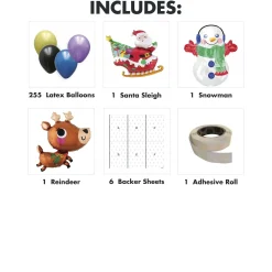 Air-Filled Santa Christmas Foil & Latex Balloon Backdrop Kit, 6.25ft x 5.9ft