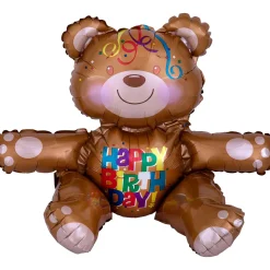 Air-Filled Sitting Birthday Bear Balloon, 15in