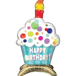 Air-Filled Sitting Birthday Cupcake Balloon, 23in