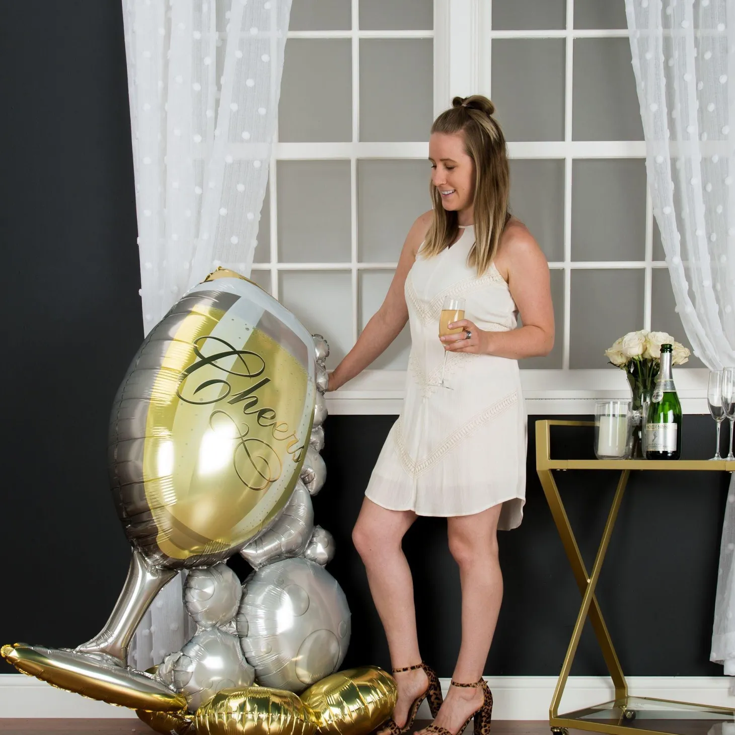 AirLoonz Bubbly Wine Glass Balloon, 51in