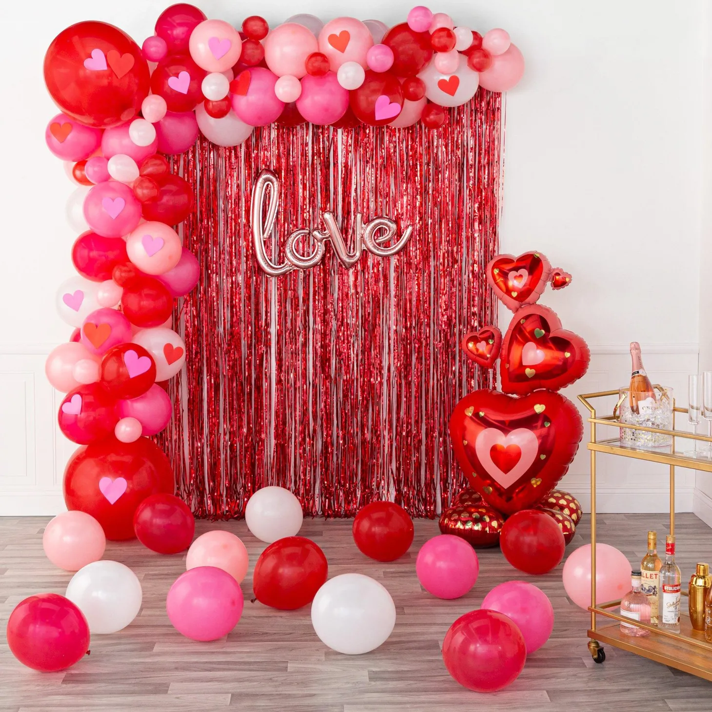 AirLoonz Valentine's Day Stacked Hearts Cluster Foil Balloon, 48in