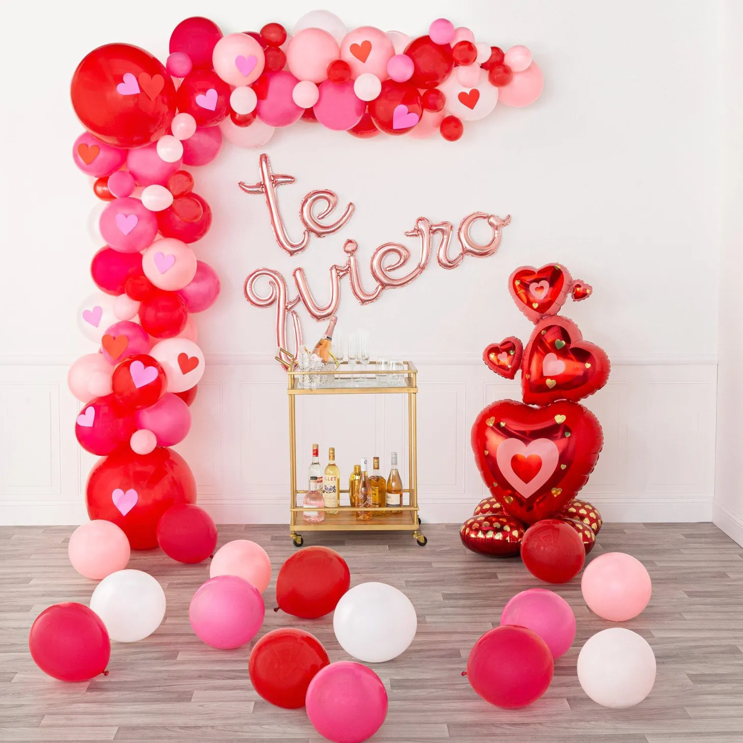 AirLoonz Valentine's Day Stacked Hearts Cluster Foil Balloon, 48in