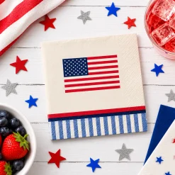 Americana Stripe Beverage Napkins, 16ct