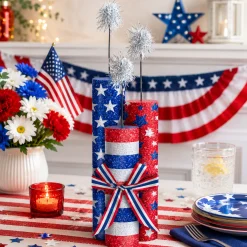 Americana Stripe Patriotic Tableware Kit for 16 Guests