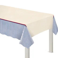 Americana Stripe Plastic Table Cover, 54in x 96in