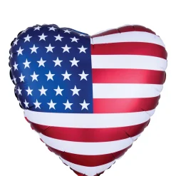 American Flag Satin Heart Balloon, 17in